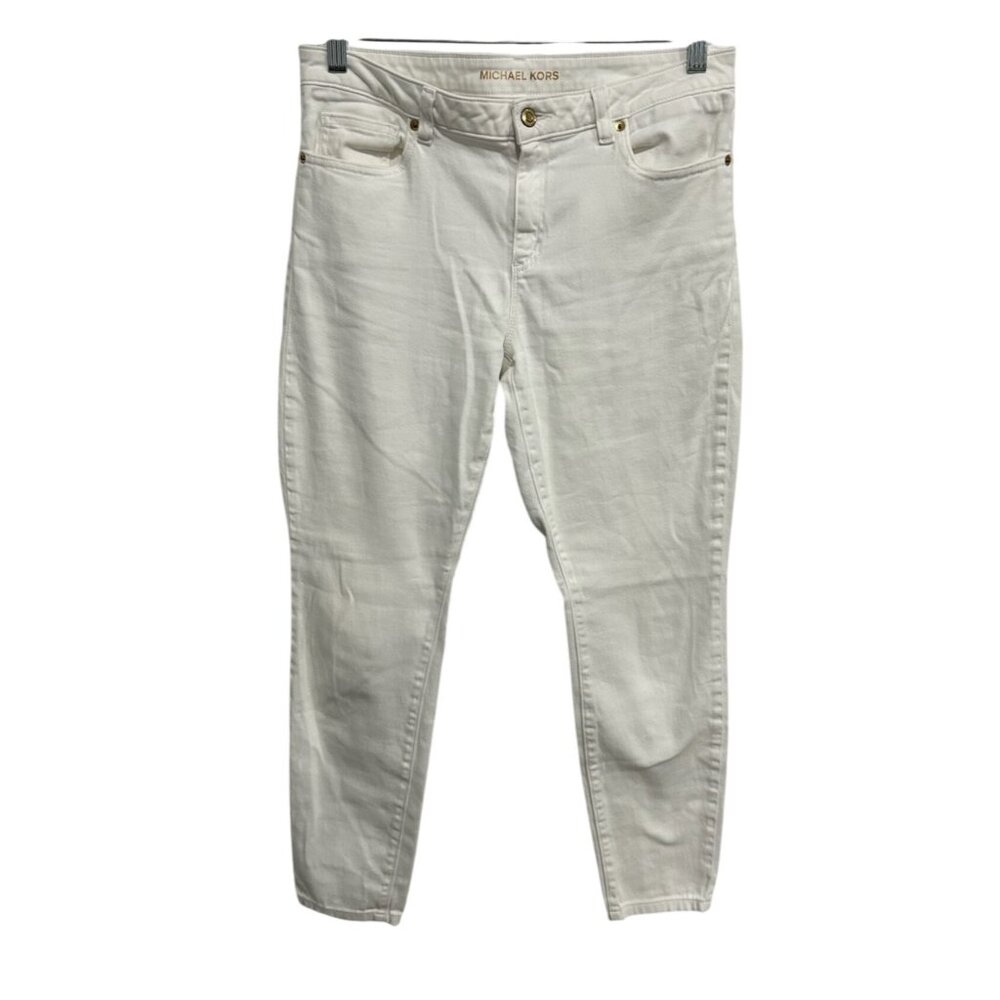 Michael Kors Izzy Skinny White Jeans Size 8 Stretch Denim